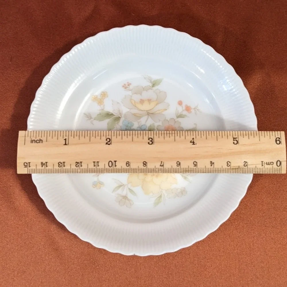 Vintage Ichiyama Toen Japan Floral Porcelain Dessert Plates Set of 6 Ribbed Edge - Picture 7 of 9